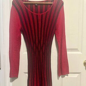 Style and Co Red and Black Bell Sleeve Sweater Dress SZ M